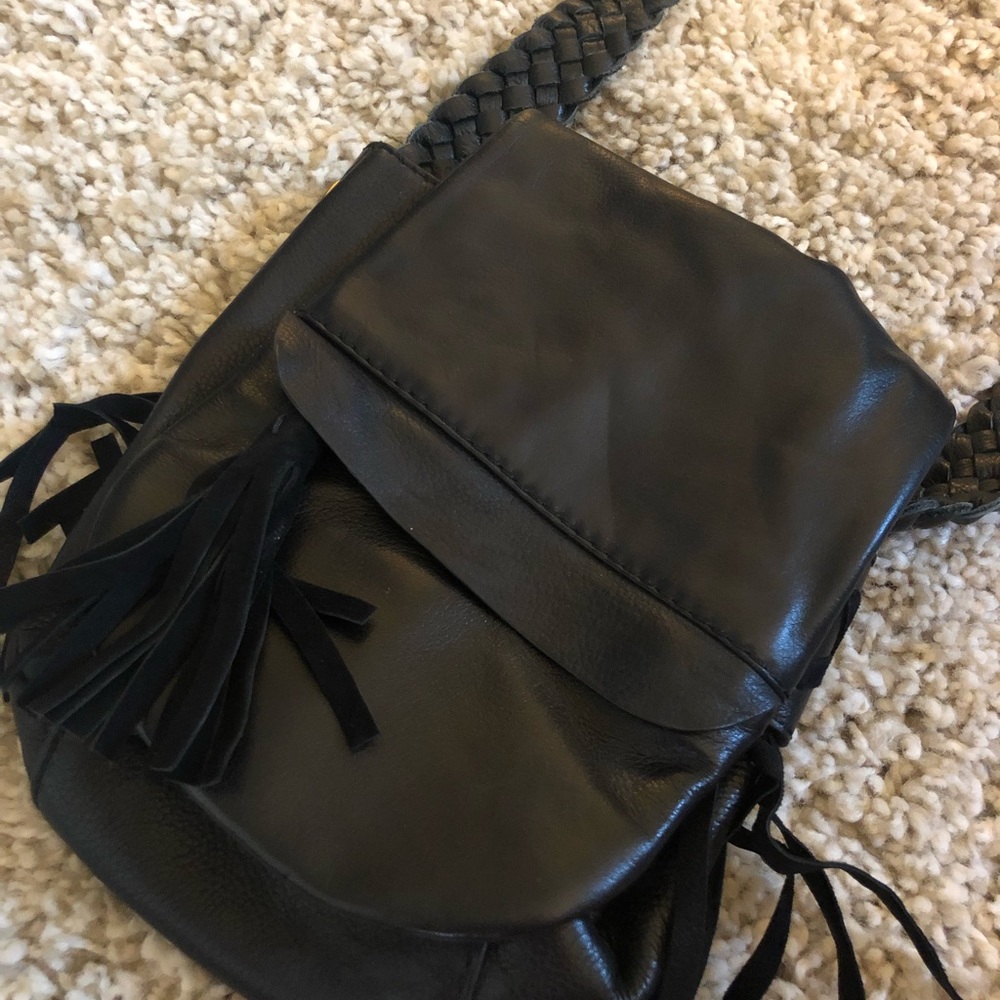 Leather boho crossbody bag